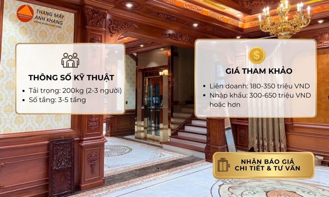 giá thang máy gia đình 200kg hiện nay